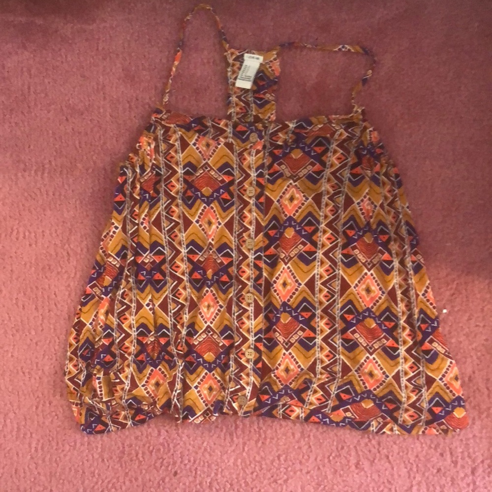 I love H81 tribal print button up tank top